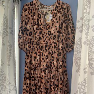 Label of Love Leopard Print Dress, size Medium, New with tags